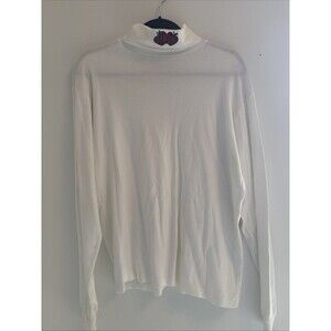Mandal Bay Women's XL White Turtleneck Cotton Apple Retro Cottagecore